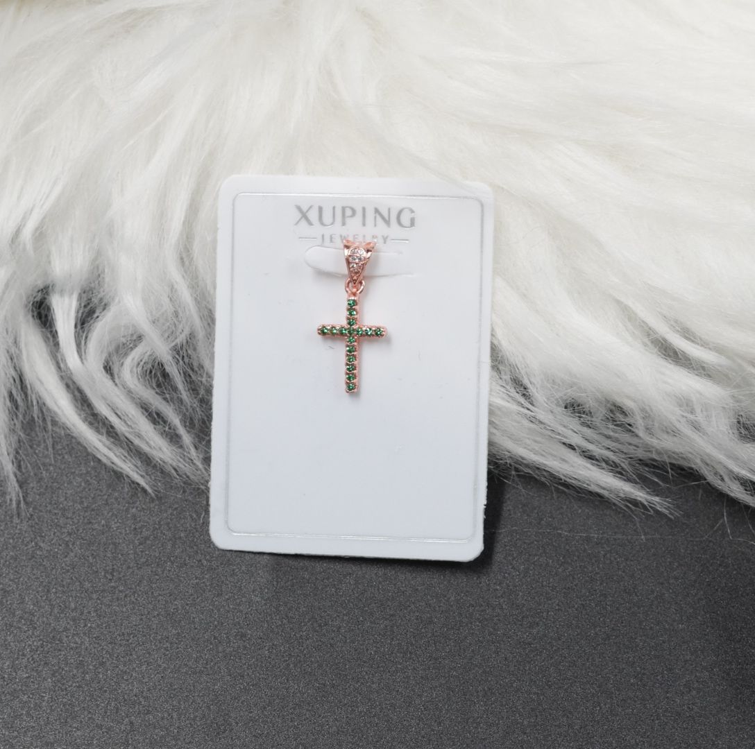 Miniatura 2 de DIJE CRUZ PEQUE DORADO PIEDRA VERDE